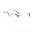 2021 Fashion Women Metal Acetate Half Rimless Optical Glasses